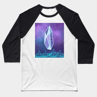 Neon Synthwave Crystal Wireframe Vaporwave Geometric Gem Baseball T-Shirt